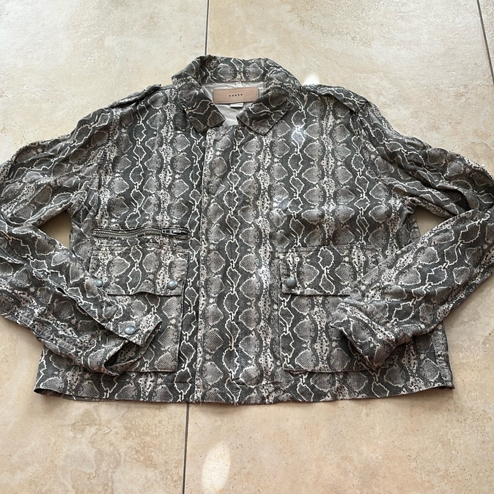 BLANK NYC Python Snake Skin Print Cropped Jacket Coat Size XS